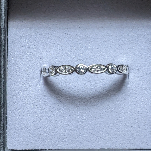 Silver Geometric Eternity Ring - Picture 2 of 4